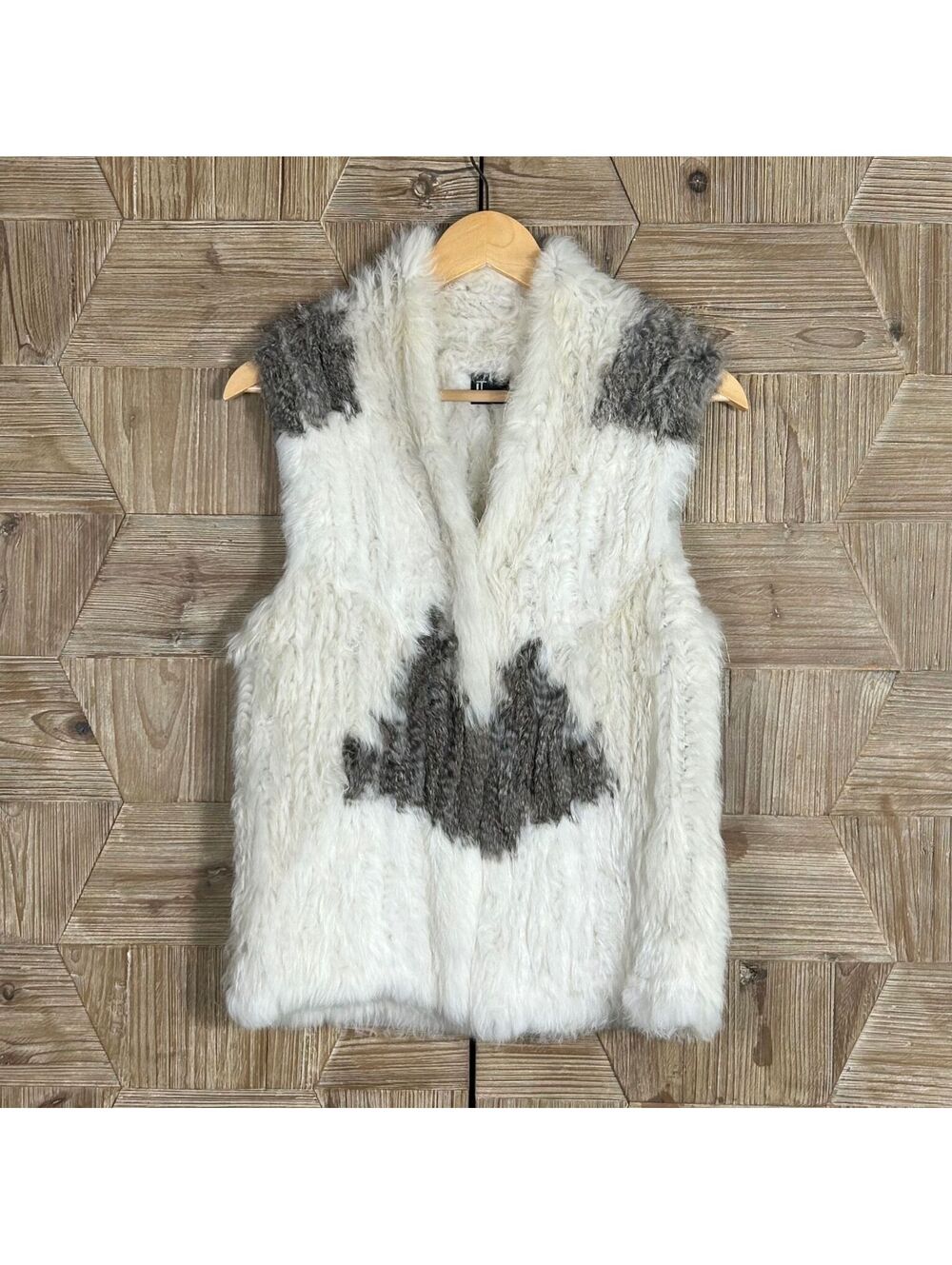 Love Token Jane Genuine Rabbit Fur Vest Women Small Colorblock Luxury Open Front